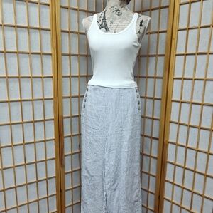 White And Blue Striped Crop Wide Leg Sailor LinenPant Size Small